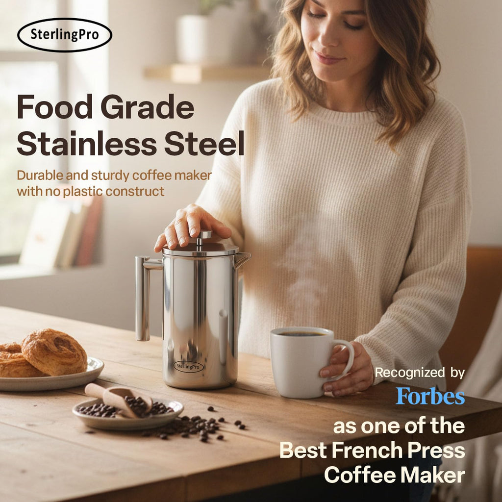 Extra Large Insulated Stainless Steel French Press Coffee Maker 2L F657