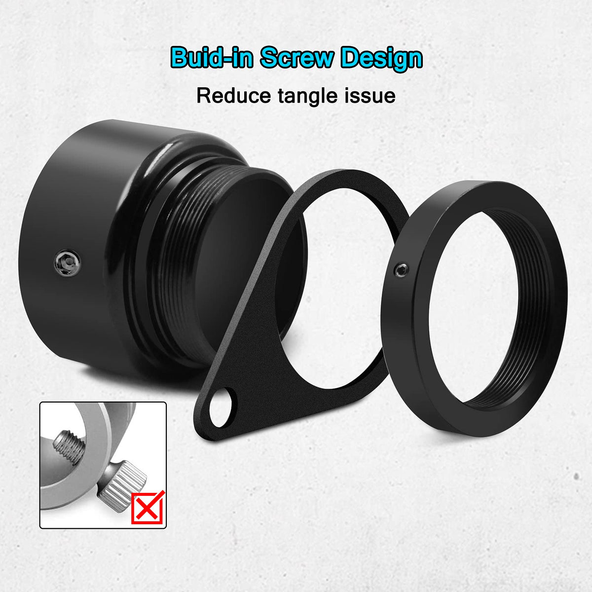Aluminum Alloy 360° Rotating Flag Pole Rings with Carabiner, Pack of 2 F471