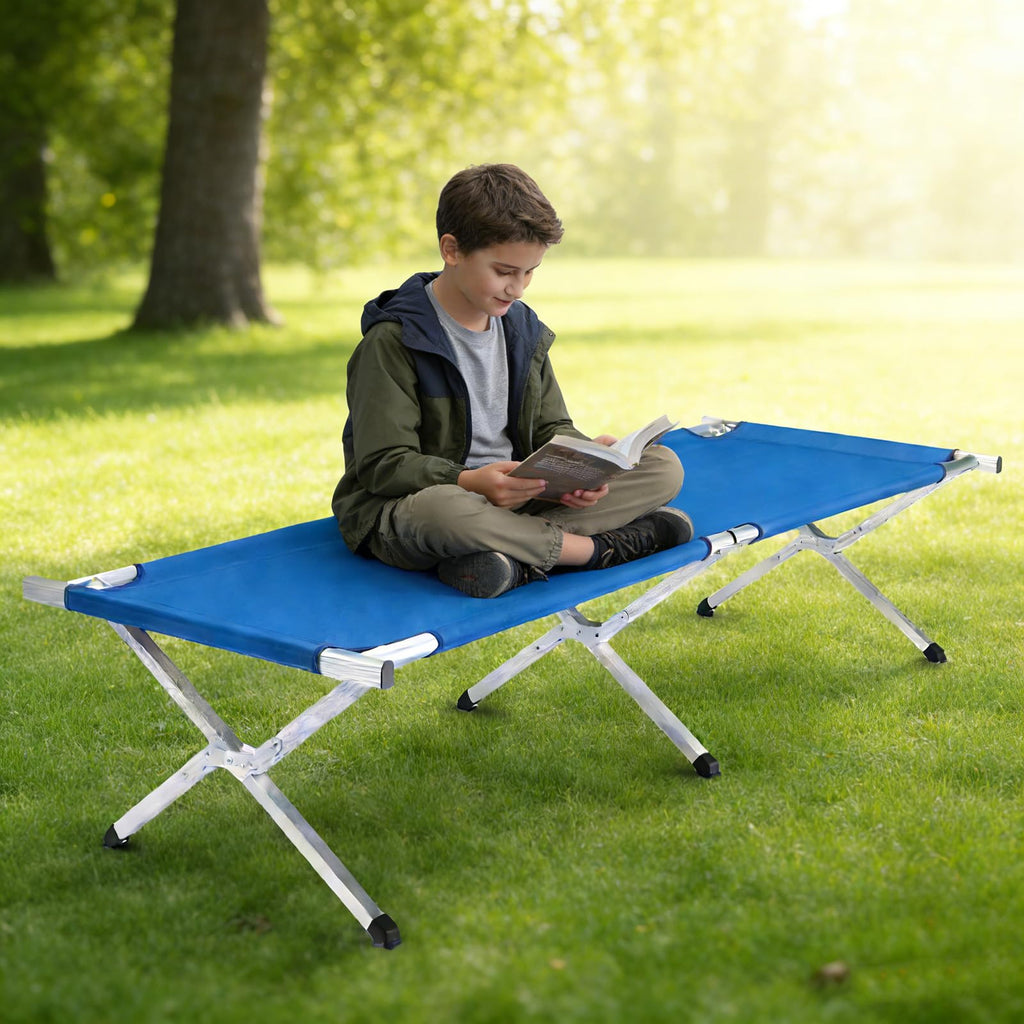 Folding Camping Cot with Carry Bag, Blue L663
