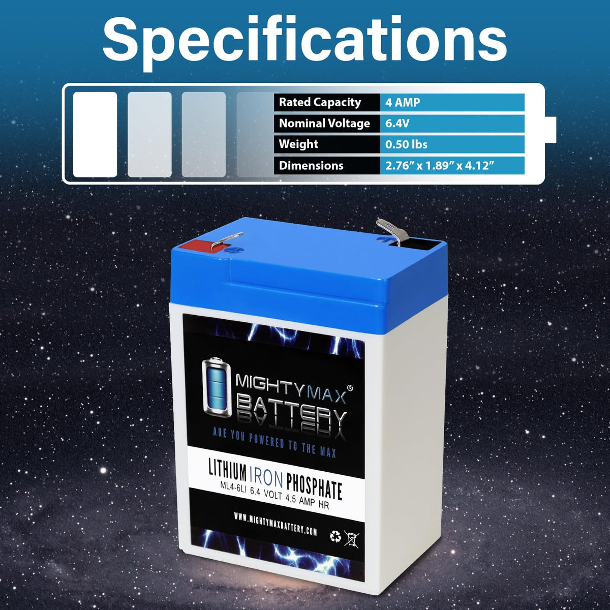6V 4.5AH Lithium Replacement Battery X308080