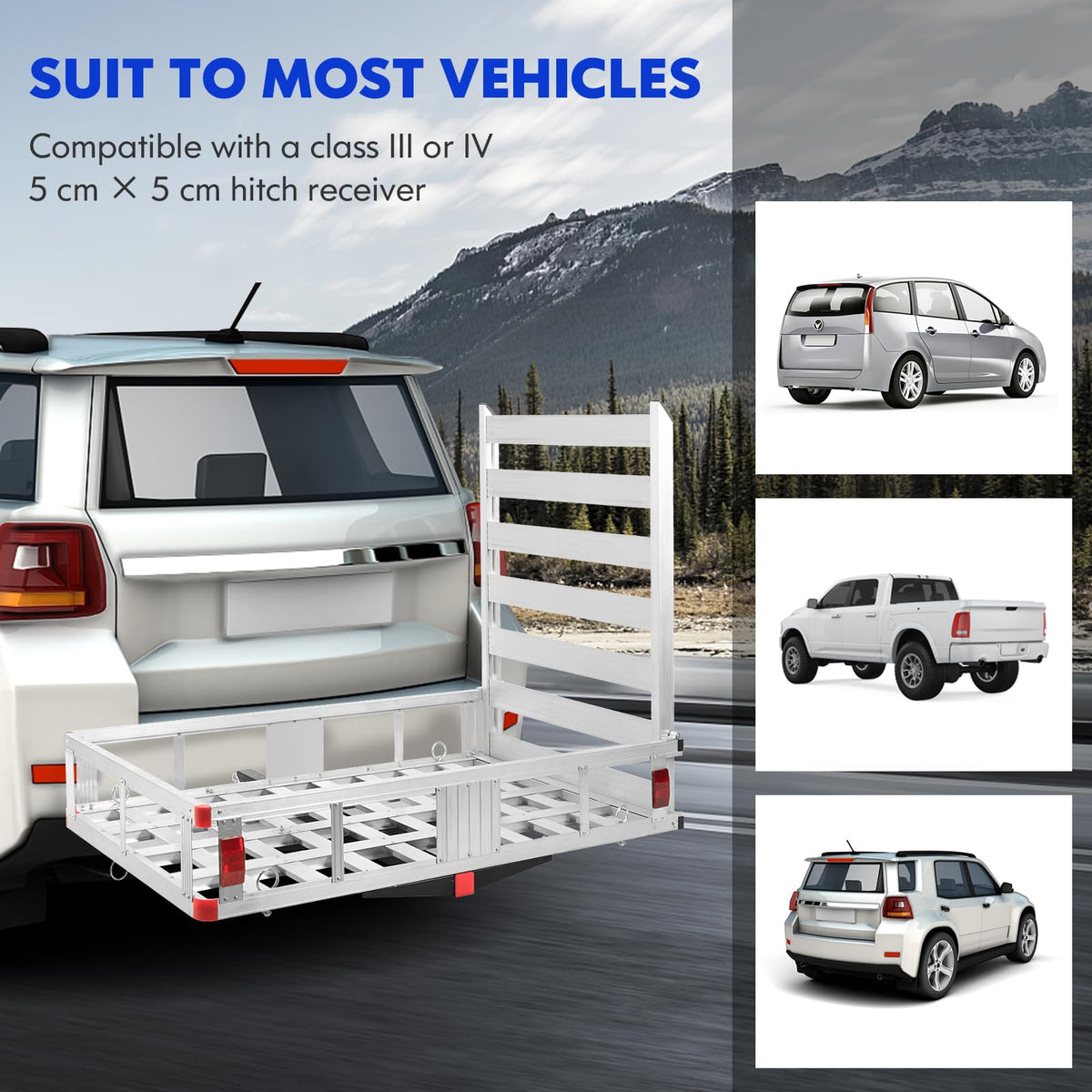 50"x 29.5" Aluminum Hitch Cargo Carrier with Ramp P6285