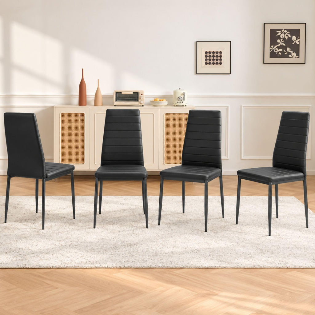 Black PU Leather Dining Chairs Set of 4 F9474