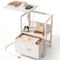White Night Stand with Charging Station & Swivel Top I3100