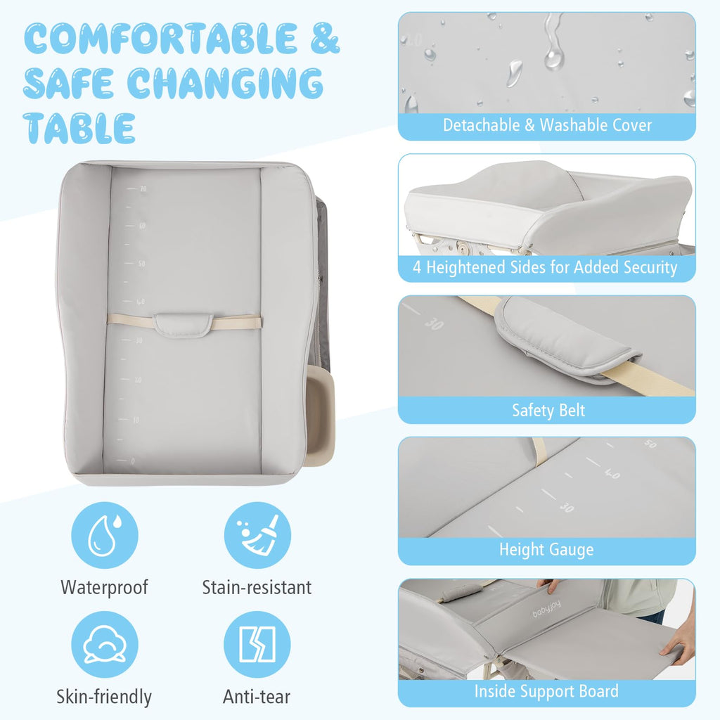 Portable Foldable Baby Changing Table with Wheels Y66875