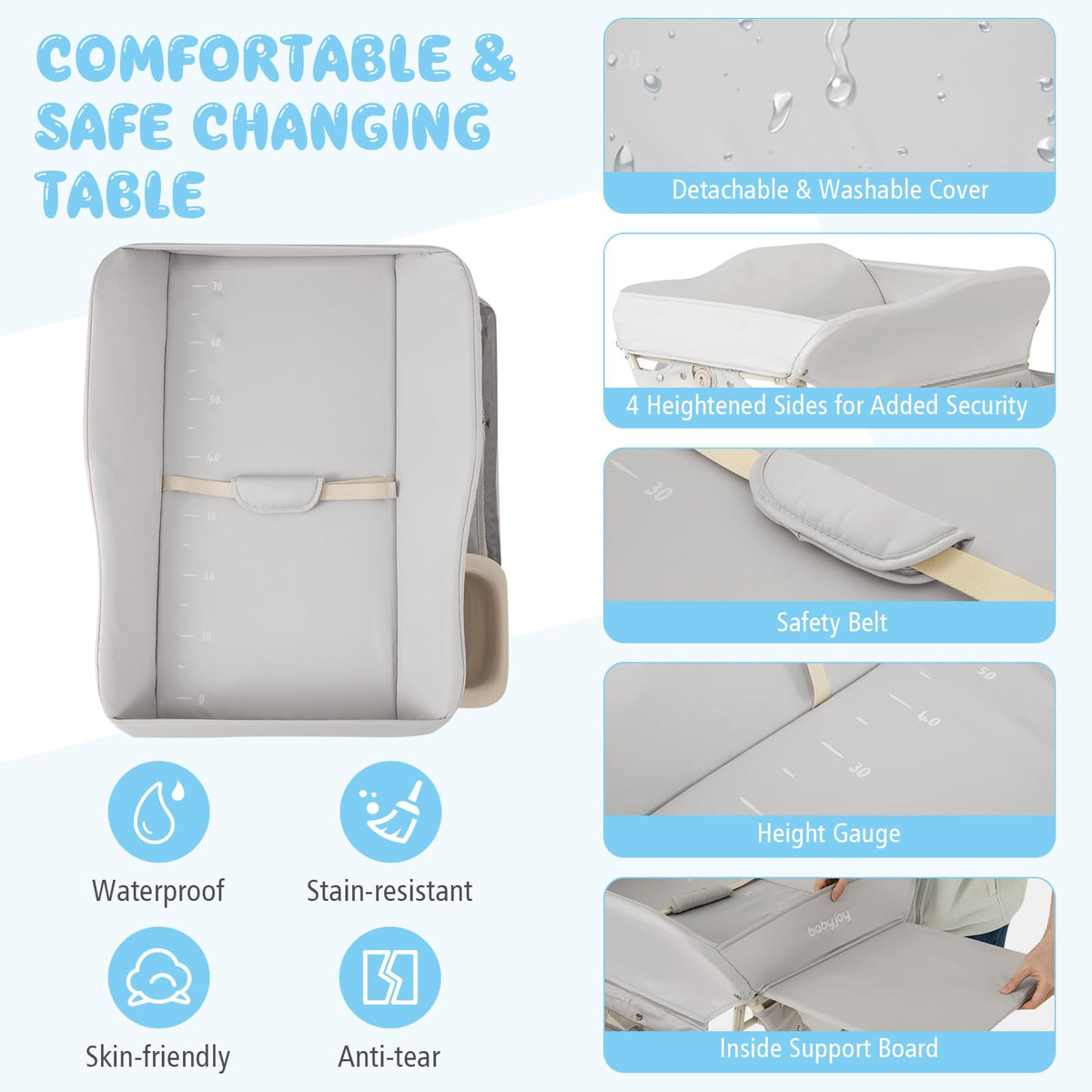 Portable Foldable Baby Changing Table with Wheels Y66875
