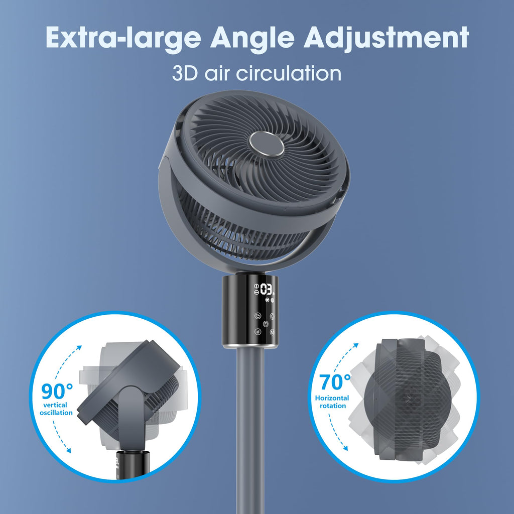 100ft Oscillating Standing Fan with Adjustable Height E7871