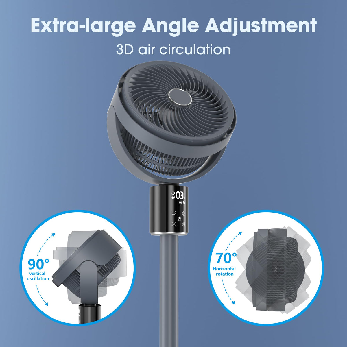100ft Oscillating Standing Fan with Adjustable Height E7871