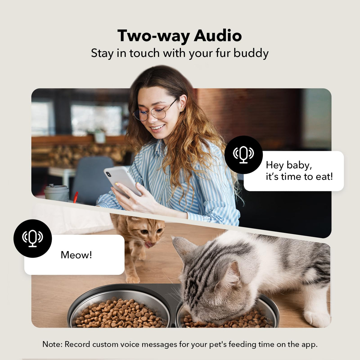 Automatic Cat Feeder with Camera, 1080P HD Video, 5G WiFi, 2-Way Audio, Dual Tray, Black 5L R991