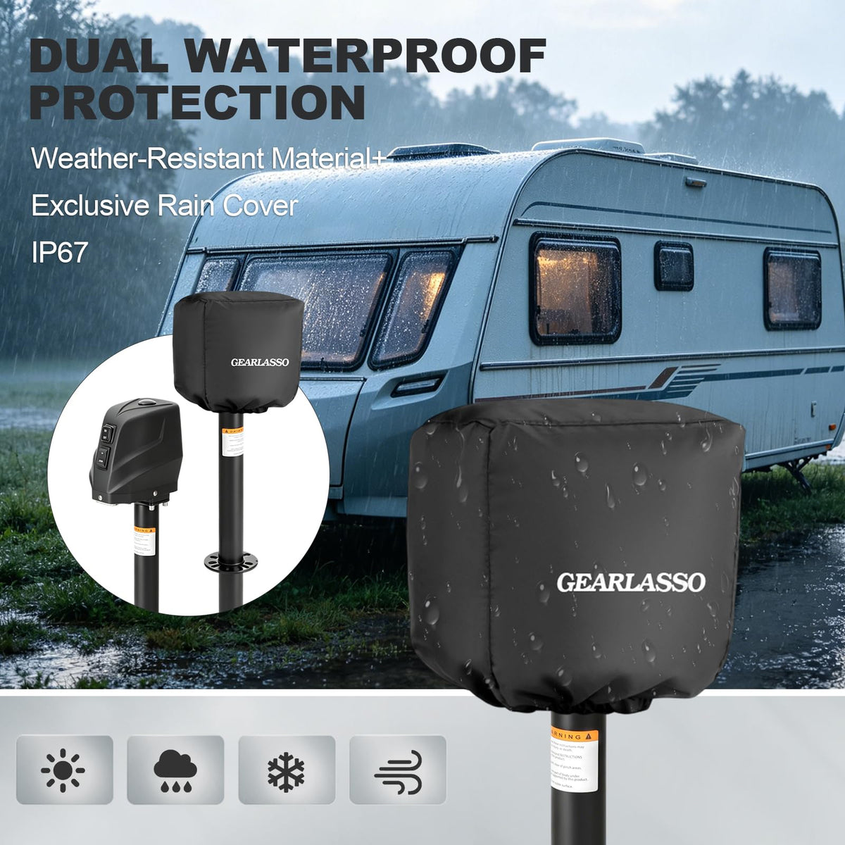 Electric Trailer Jack with Waterproof Cover & LED Light R69096