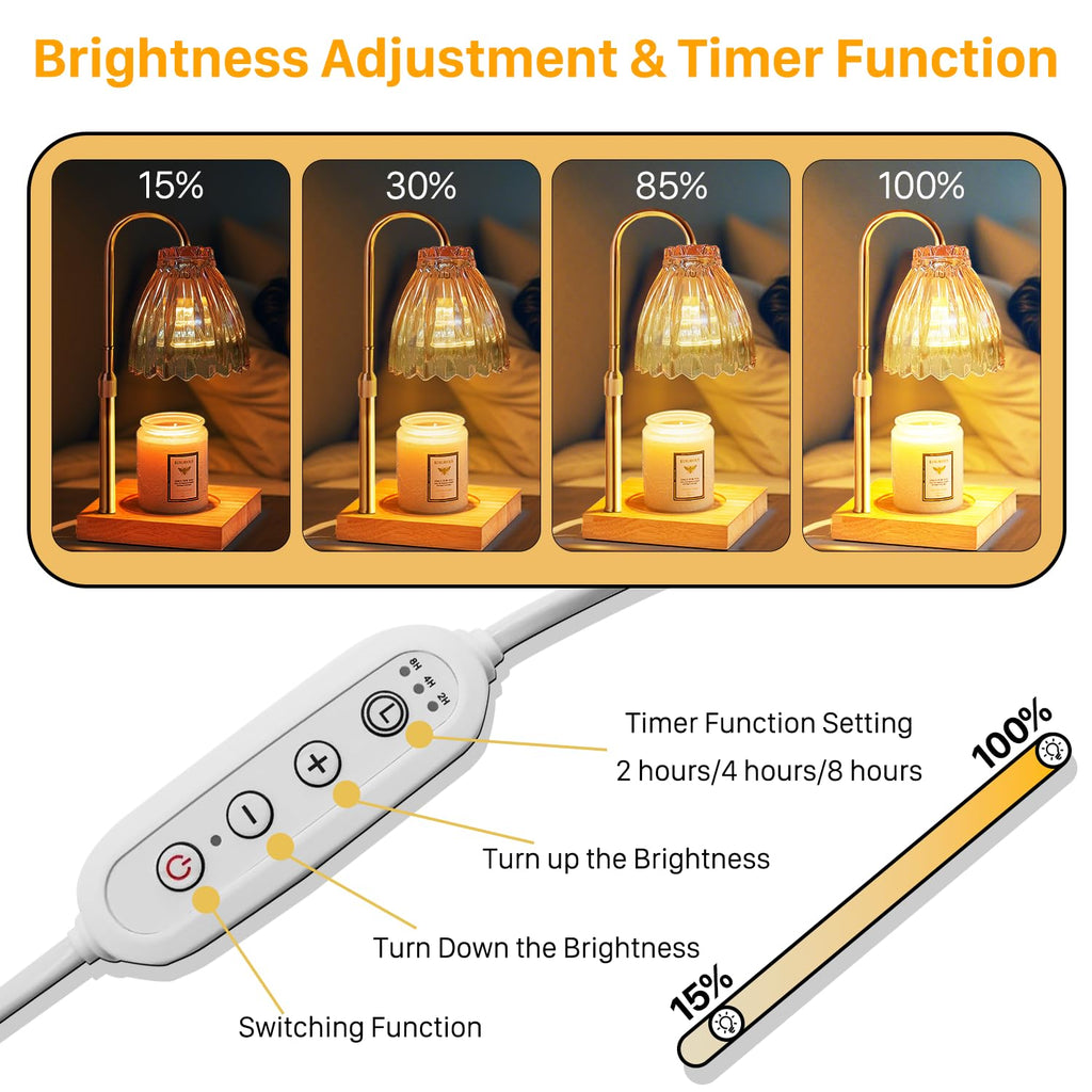 Dual Bulbs Dimmable Adjustable Height Candle Warmer H77861