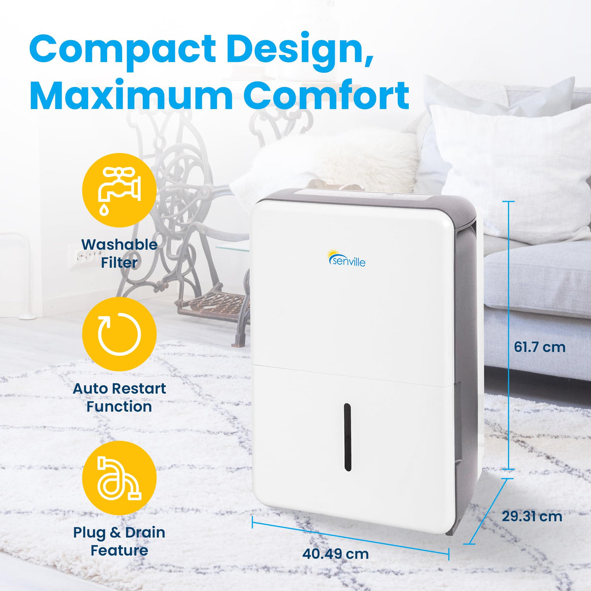 White 50 Pint Dehumidifier H7041