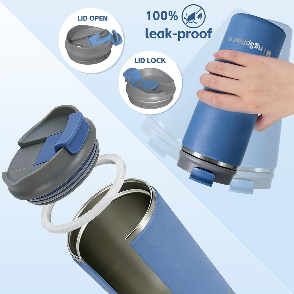 16oz Insulated Stainless Steel Coffee Cup with Flip Lid, Blue O5894