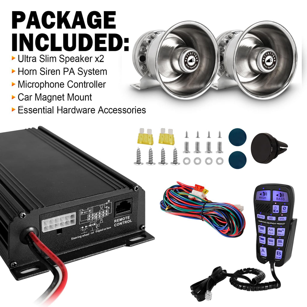 400W Multi-Tone Car Alarm Horn PA Speaker with Handheld Mic F7080