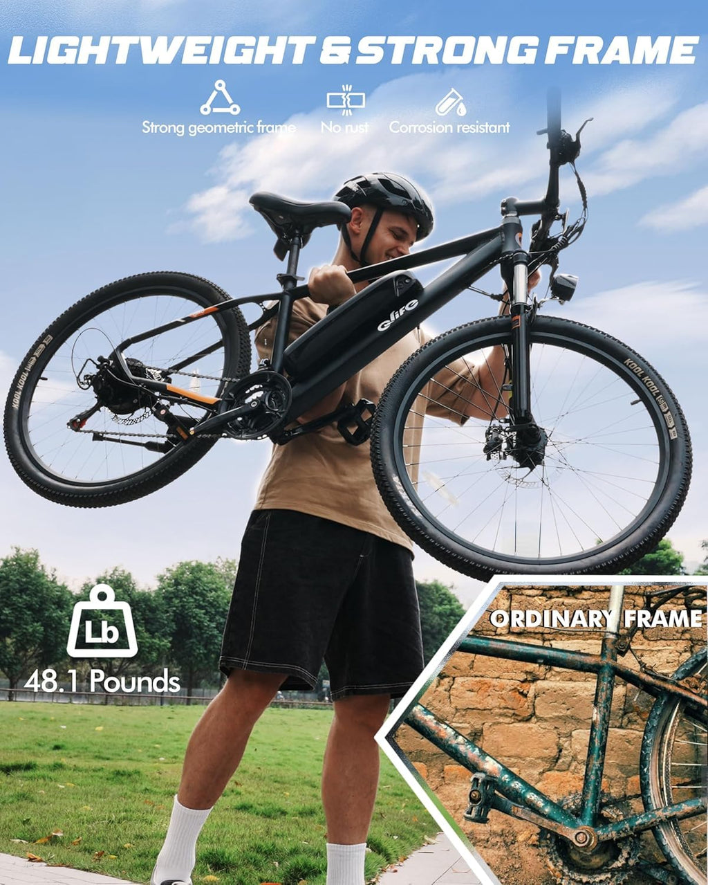 Electric Bike 21-Speed 1000W 48V 375Wh 26X2.1 Tire E-MTB L662