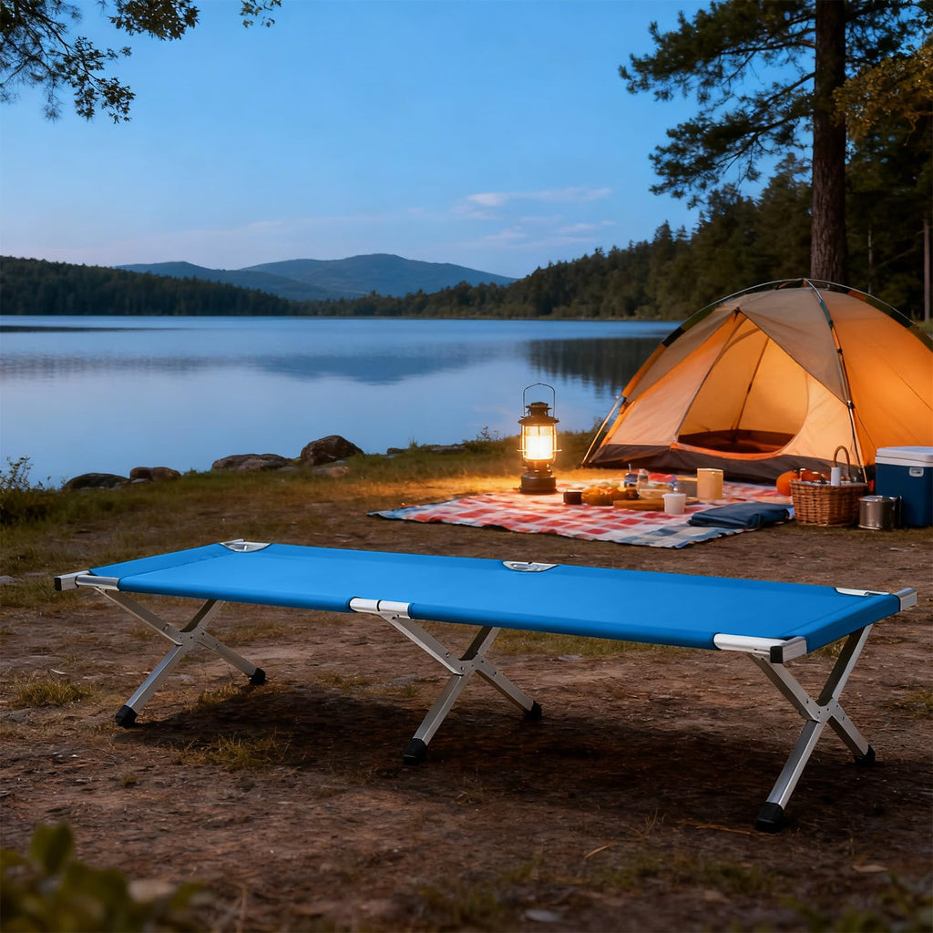 Folding Camping Cot with Carry Bag, Blue L663