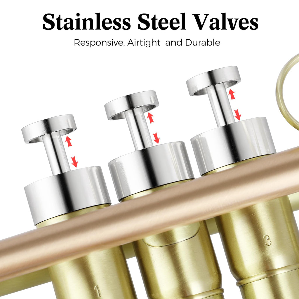 Brushed Finish Standard Brass Bb Trumpet Set with Hard Case I594