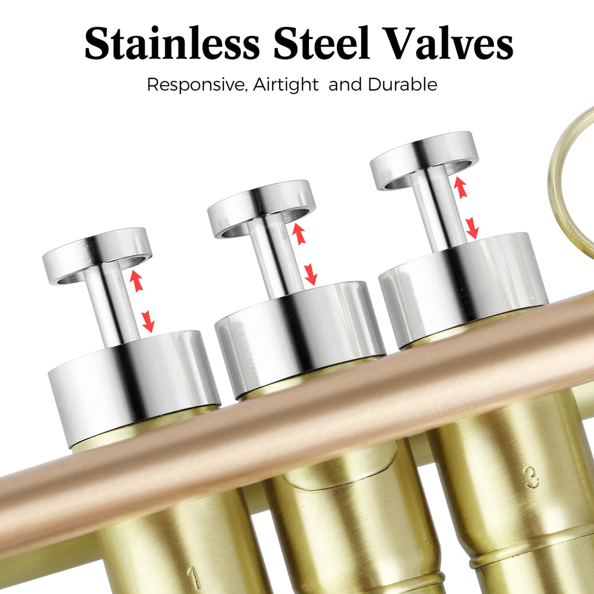 Brushed Finish Standard Brass Bb Trumpet Set with Hard Case I594