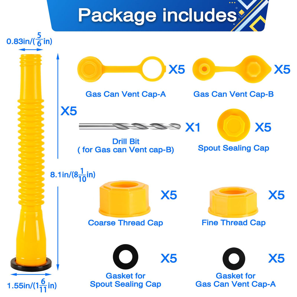 Gas Can Spout Replacement with Vent Caps J58872