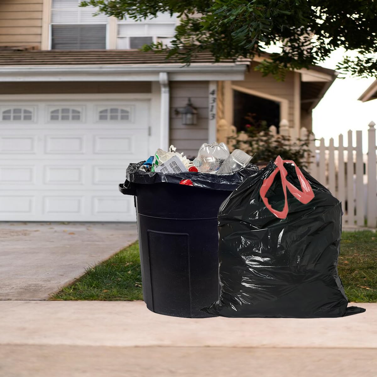 30 Gallon Drawstring Trash Bags, 150 Count Black Heavy Duty K6987