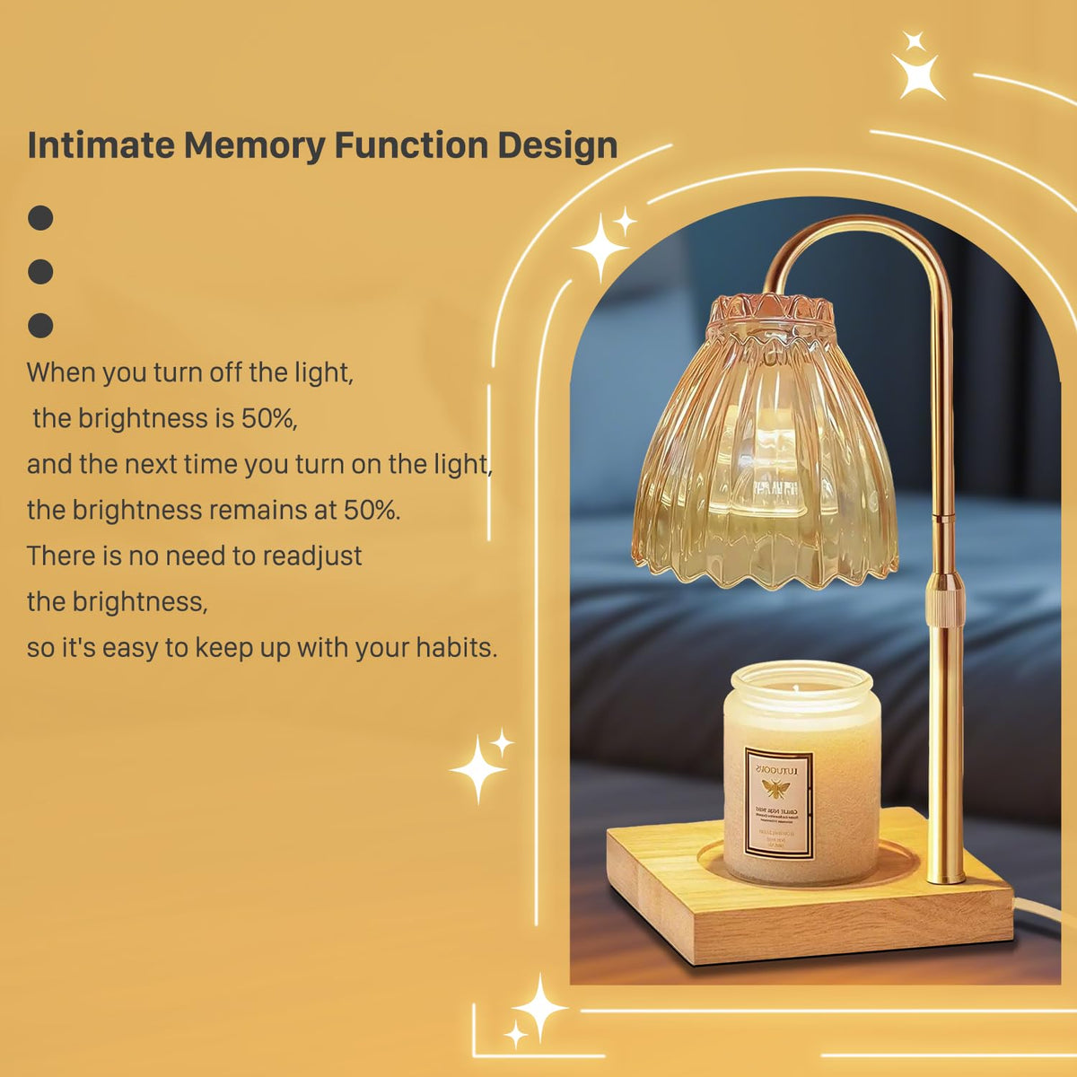 Dual Bulbs Dimmable Adjustable Height Candle Warmer H77861