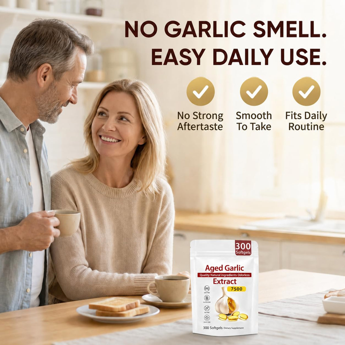 Odorless Organic Garlic Extract Capsules 300 Softgels K5312