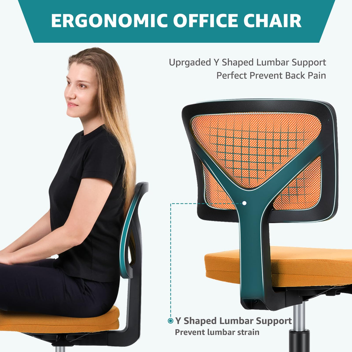 Armless Ergonomic Home Office Chair Q8091