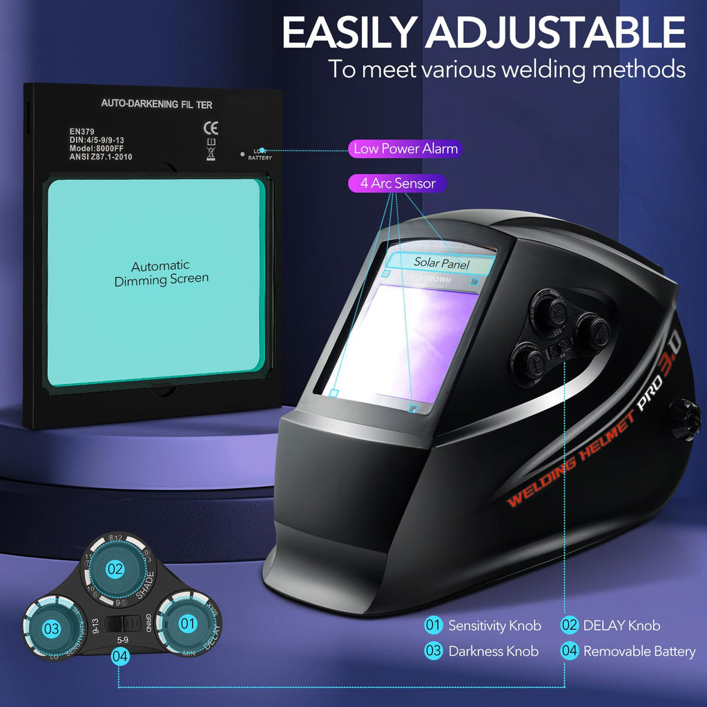 Auto Darkening Solar Powered Welding Helmet N67541