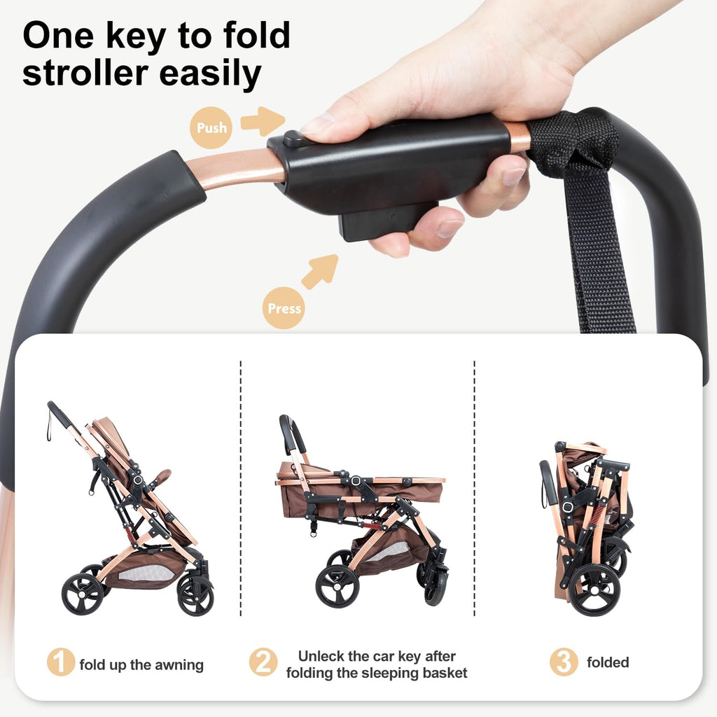 Reversible 2 in 1 Foldable Baby Stroller with Adjustable Backrest A27193