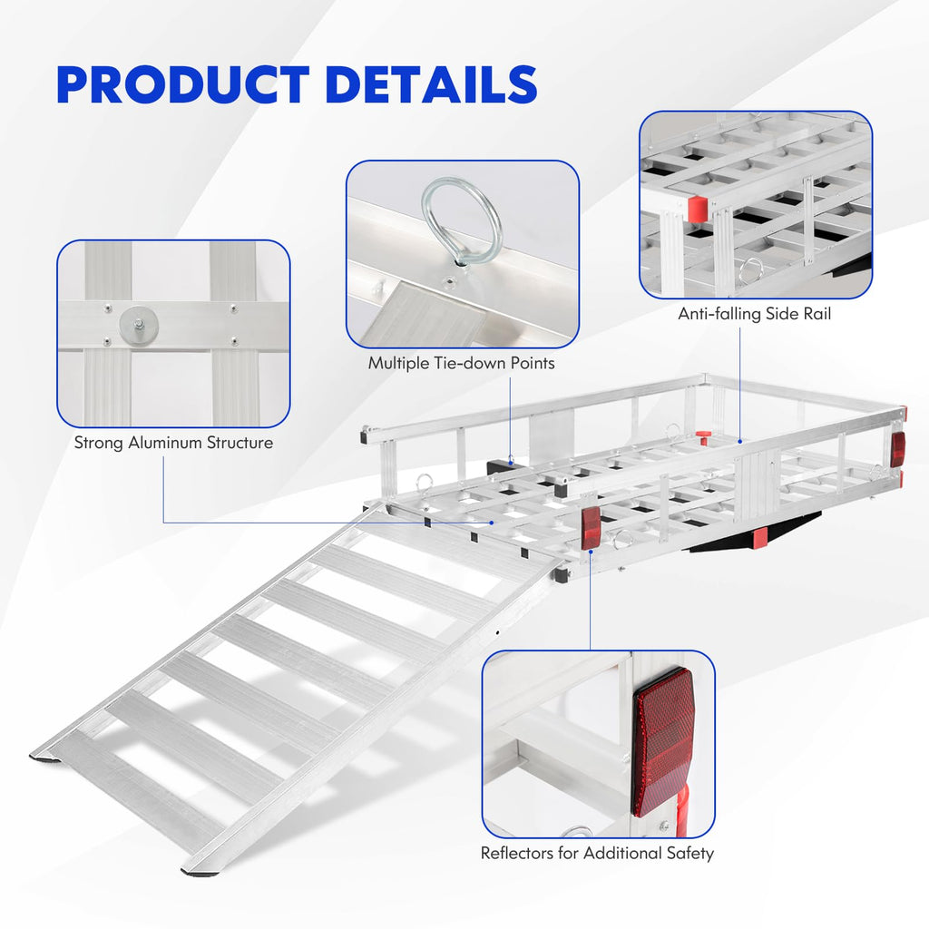50"x 29.5" Aluminum Hitch Cargo Carrier with Ramp P6285