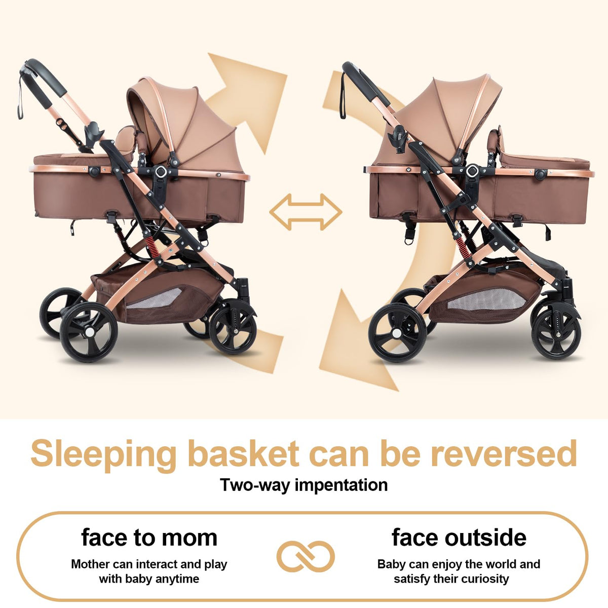 Reversible 2 in 1 Foldable Baby Stroller with Adjustable Backrest A27193