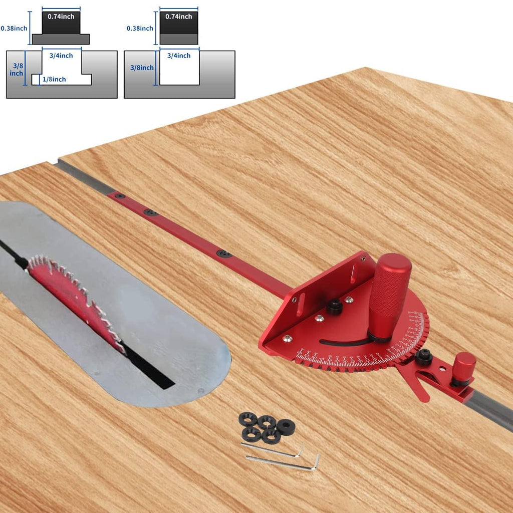Aluminum Precision Miter Gauge with T-Track Fence and Flip Stop N95519
