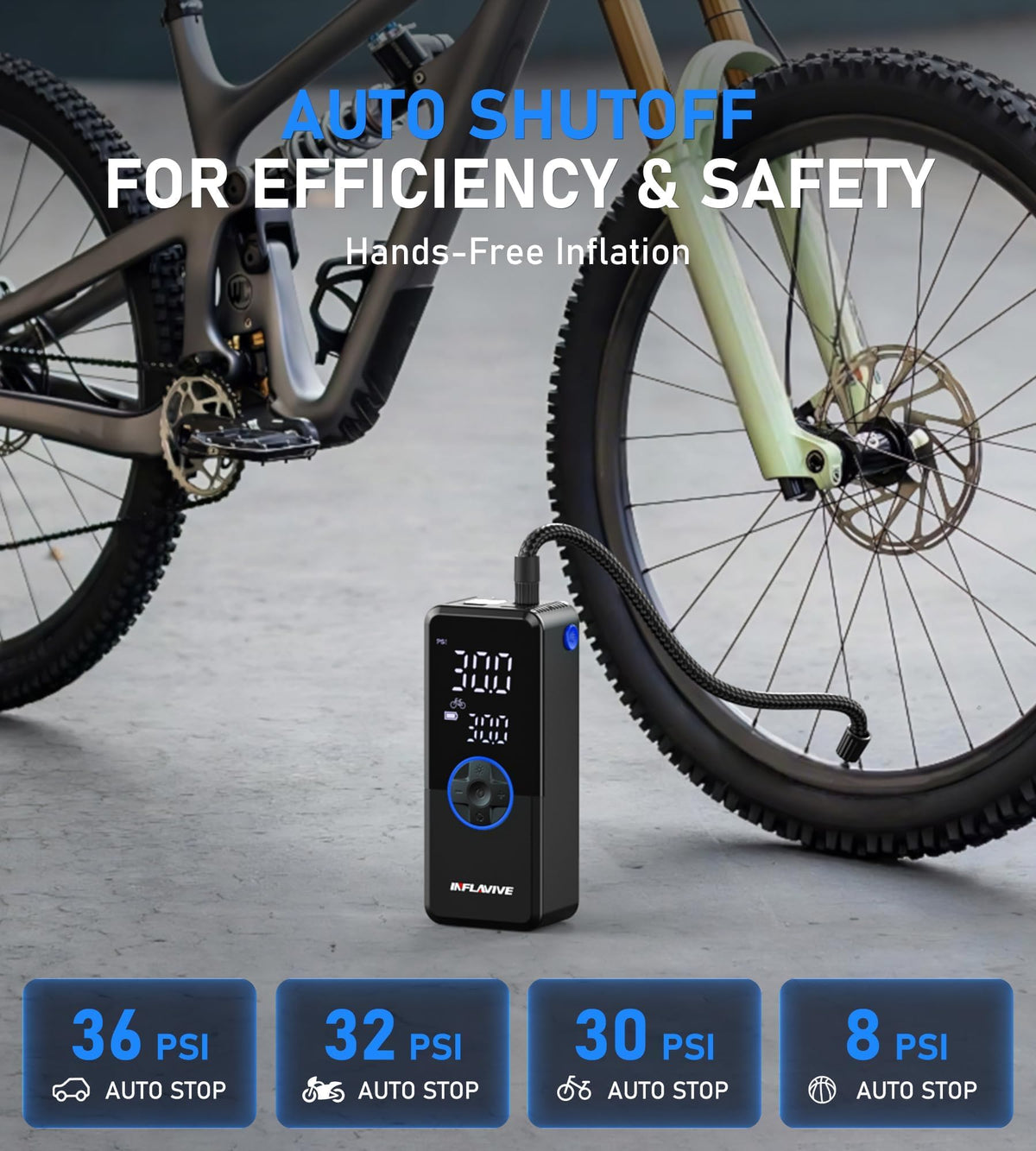 Portable Cordless Tire Inflator Air Compressor with Digital Gauge A247705