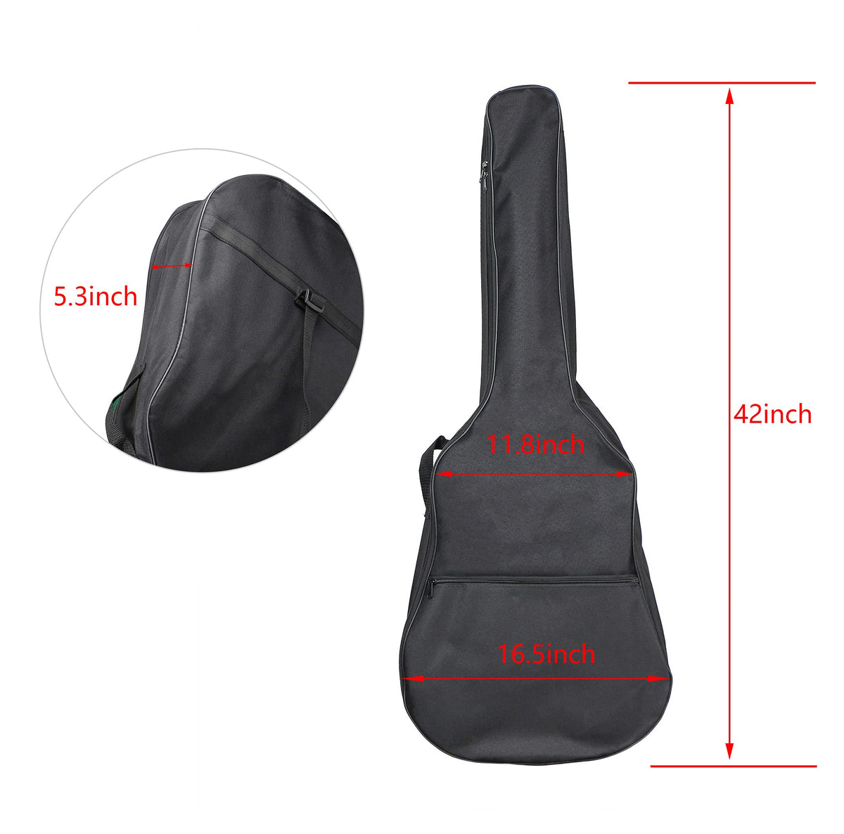 40 Inch Water-resistant Acoustic Guitar Bag with Shoulder Strap and Pocket S669303