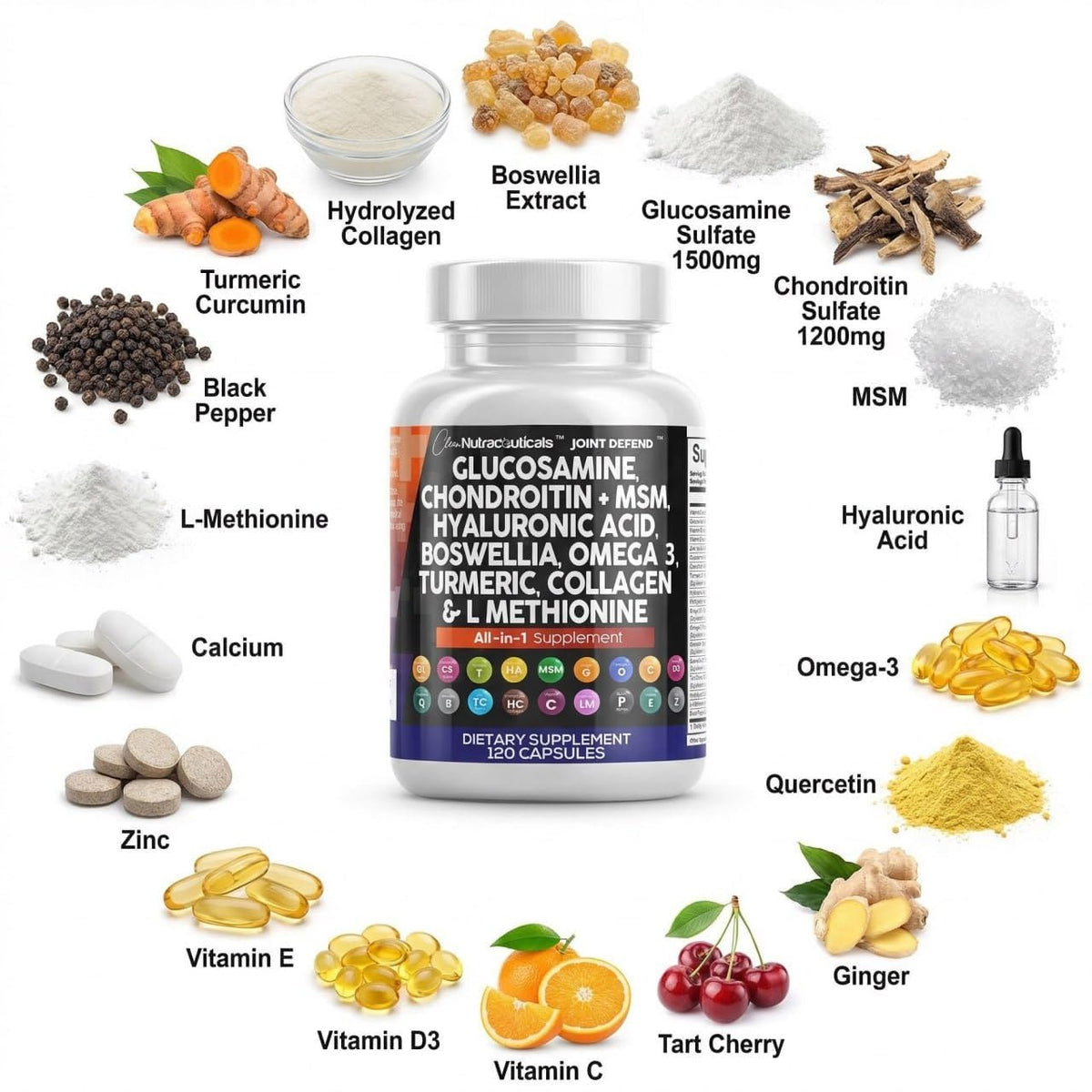 Glucosamine Chondroitin MSM 1500mg with Turmeric Curcumin Supplement Y649335