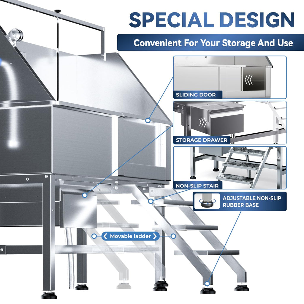 46" Stainless Steel Dog Washing Station with Storage Drawer I150899