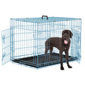 48 Inch Double-Door Folding Dog Crate with Tray and Handle H473276