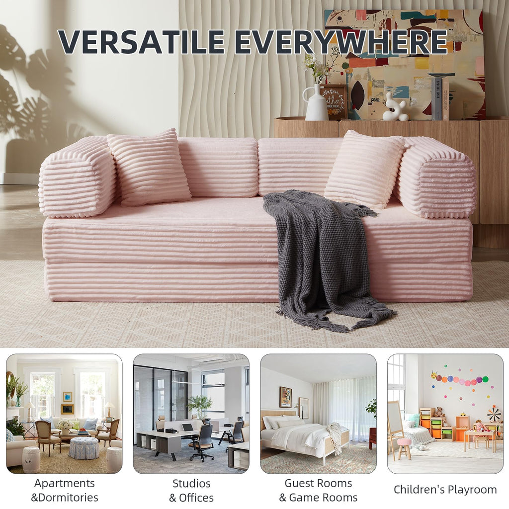 Pink 81 Inch Convertible Folding Sofa Bed B809