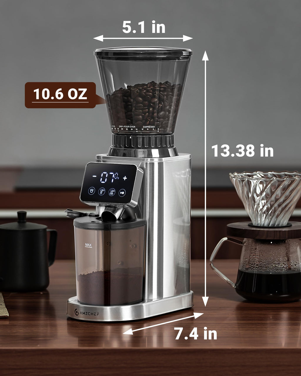 Burr Coffee Grinder, 48 Settings, Metallic Silver S82802