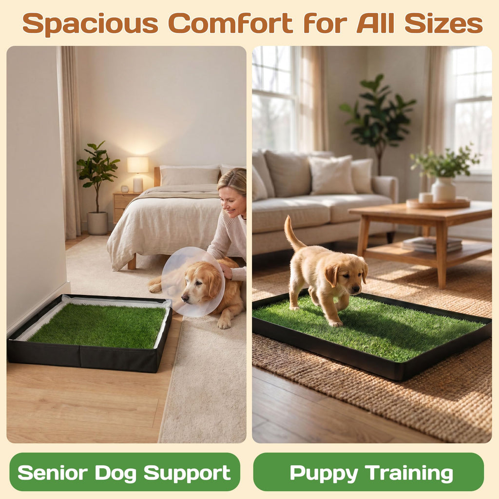 Dog Grass Pad with Tray 32"x22" with 8pc Pee Pads R94991