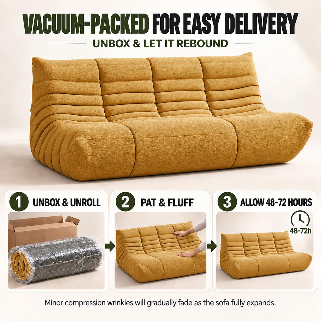 Yellow 3 Seater Bean Bag Sofa E135