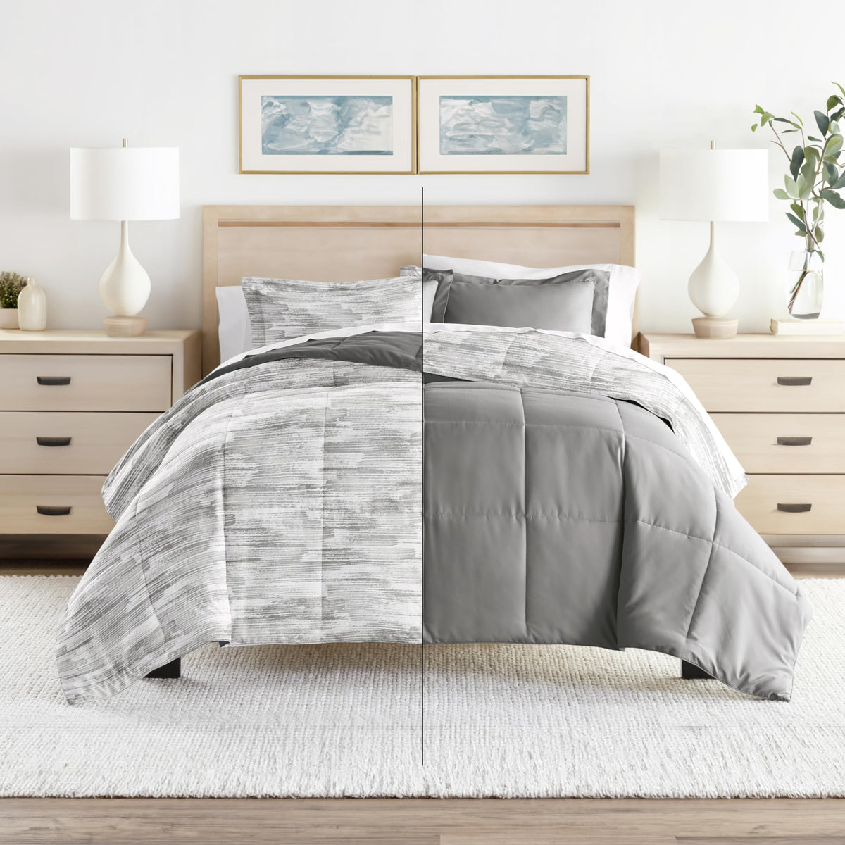 Reversible King Size 3 Piece Comforter Set I829
