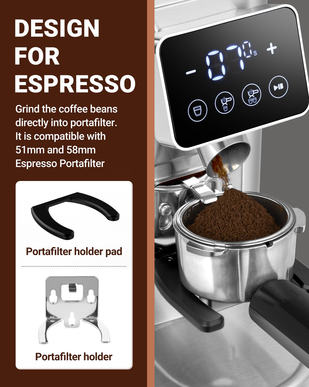 Burr Coffee Grinder, 48 Settings, Metallic Silver S82802