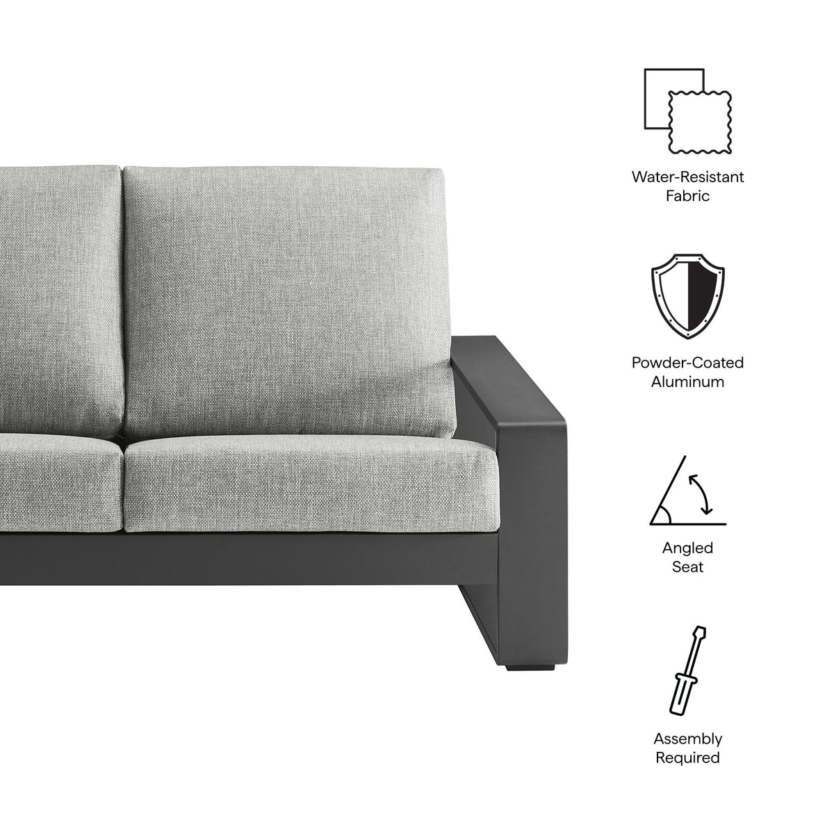 Light Gray Aluminum Outdoor Loveseat with Removable Cushions Z954020