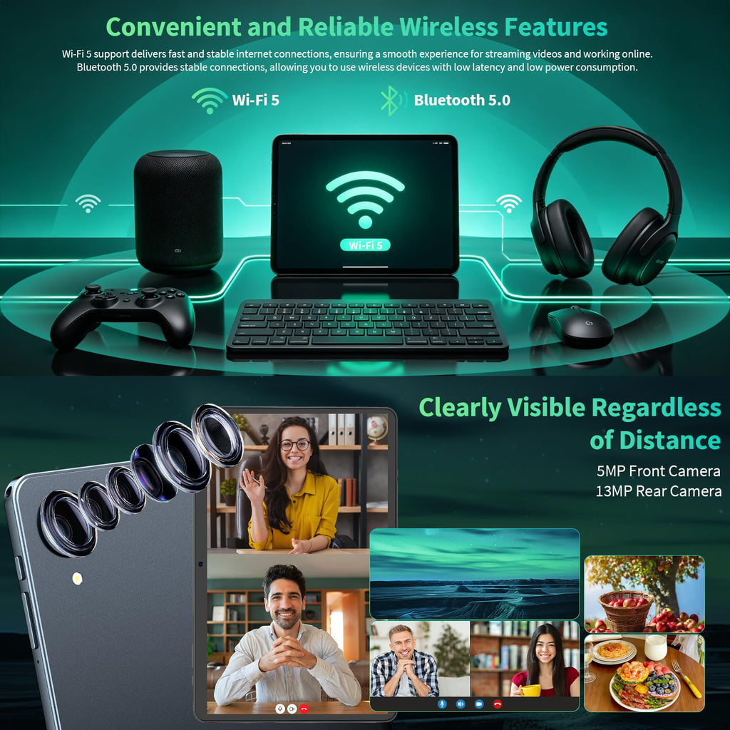 Android 16 Tablet with Keyboard 26GB 256GB 2TB Octa-Core Black Case X75719