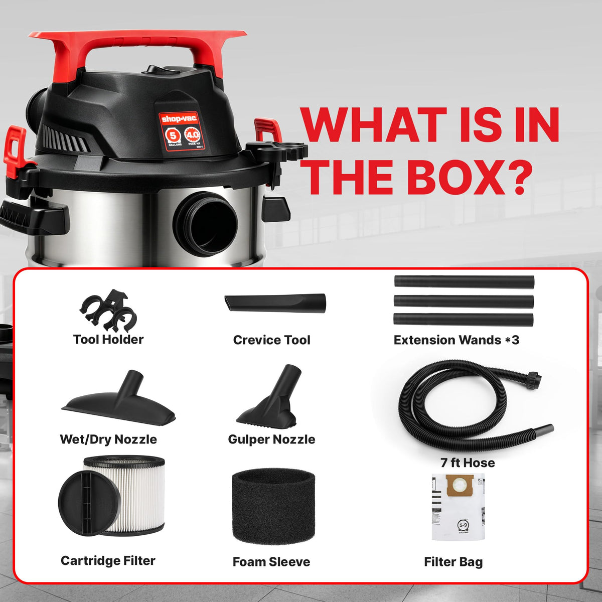 Wet/Dry Vacuum with Blower, 5 Gallon, 4 Peak HP H845343