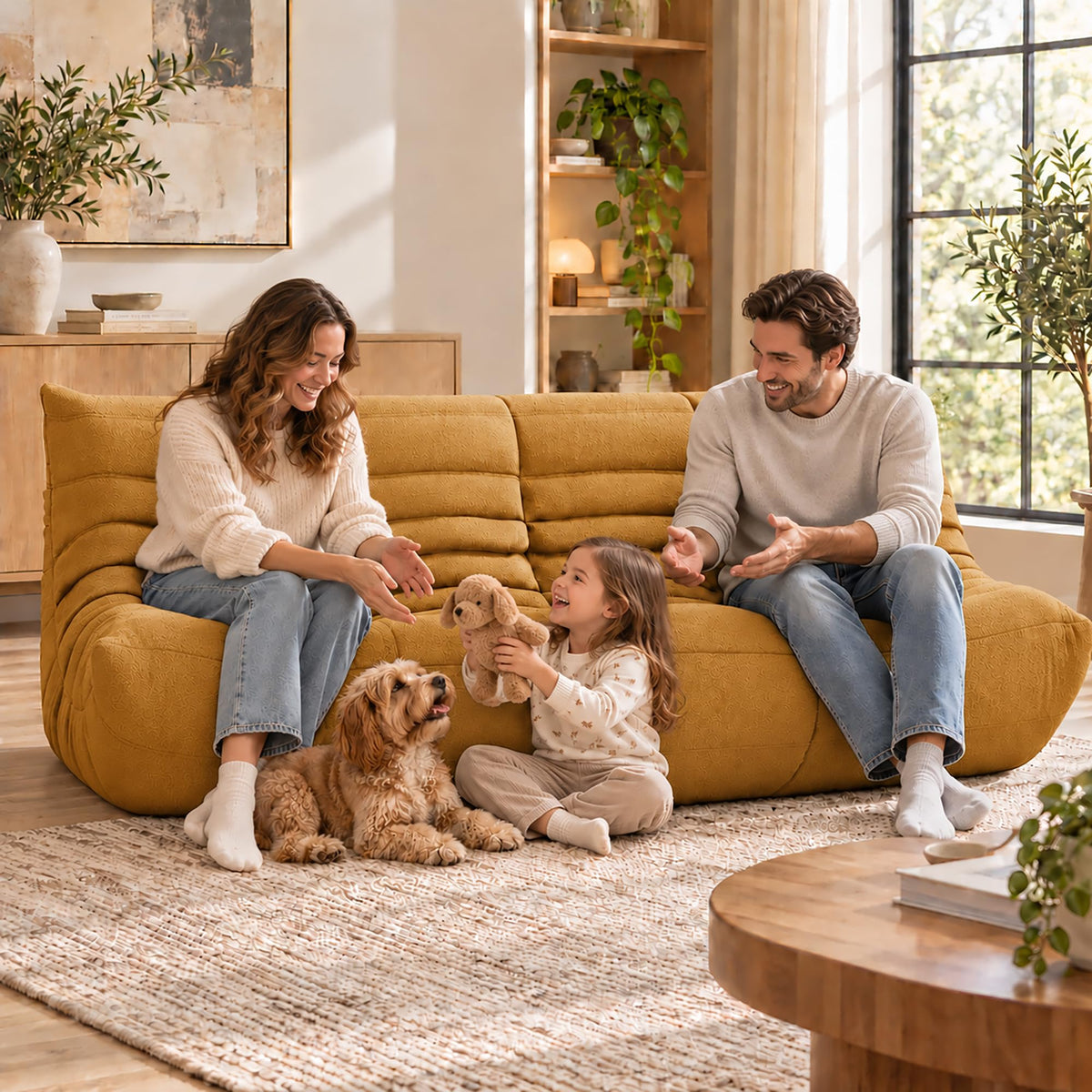Yellow 3 Seater Bean Bag Sofa E135