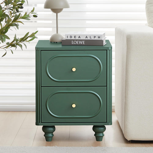 2 Drawer Fluted Nightstand Set of 2 Green K508153