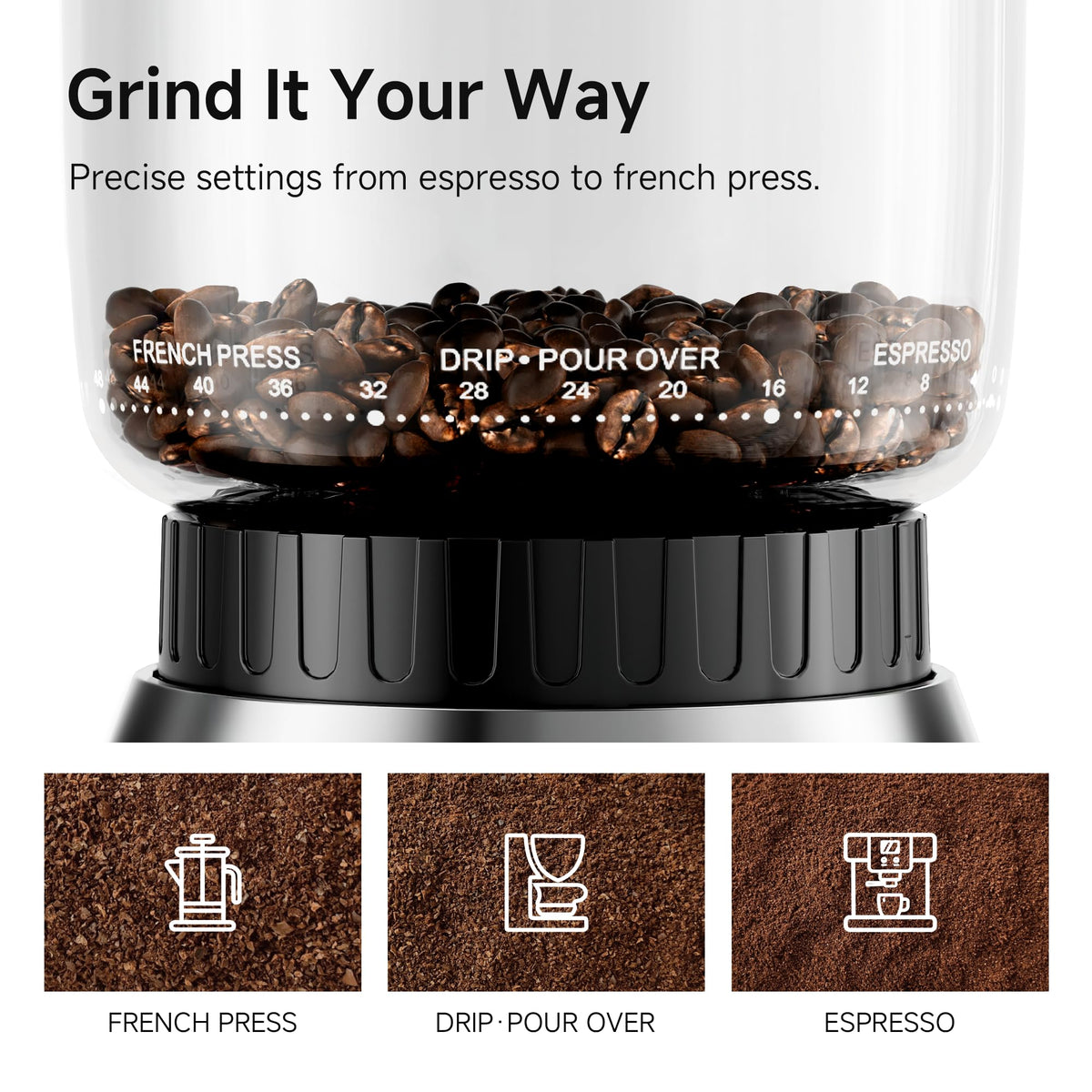 Electric Coffee Grinder with 48 Grind Settings V512
