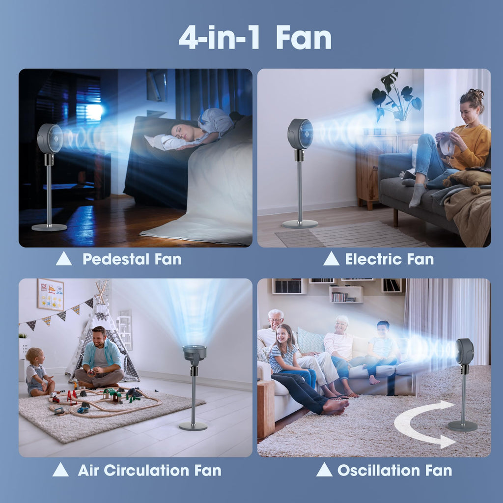 100ft Oscillating Standing Fan with Adjustable Height E7871