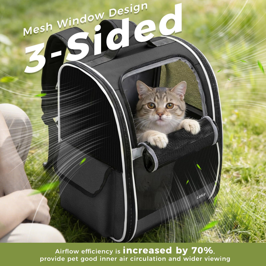 Dog Carrier Backpack for Small Medium Dogs Cats up to 18 lbs, Breathable Pet Backpack Carrier with 3 Entrances F4707